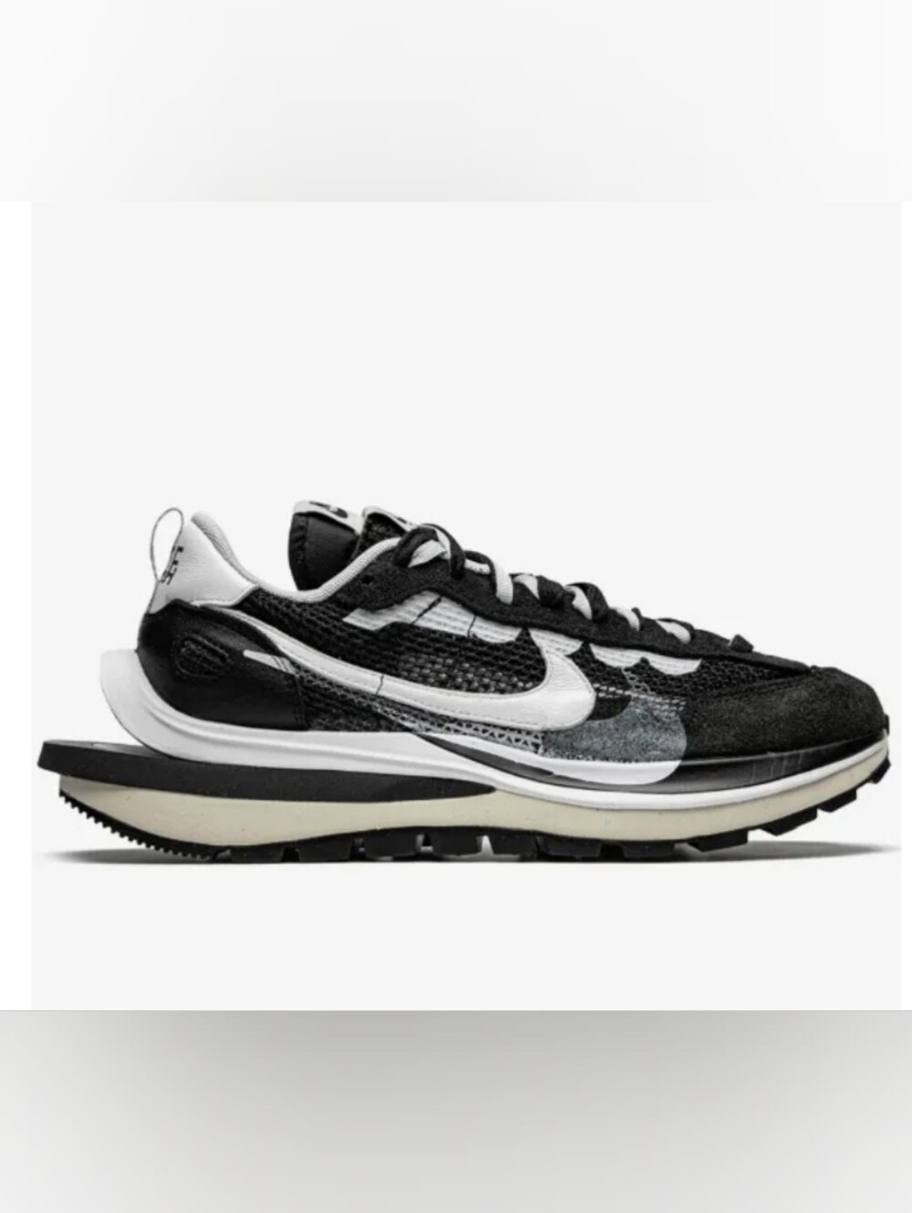 Nike The sacai Vapor Waffle Black/White Double Layered Leather Suede Sz 13